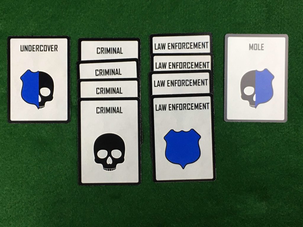 deep cover identity cards: 1 undercover, 4 criminal, 4 law enforcement, and 1 mole